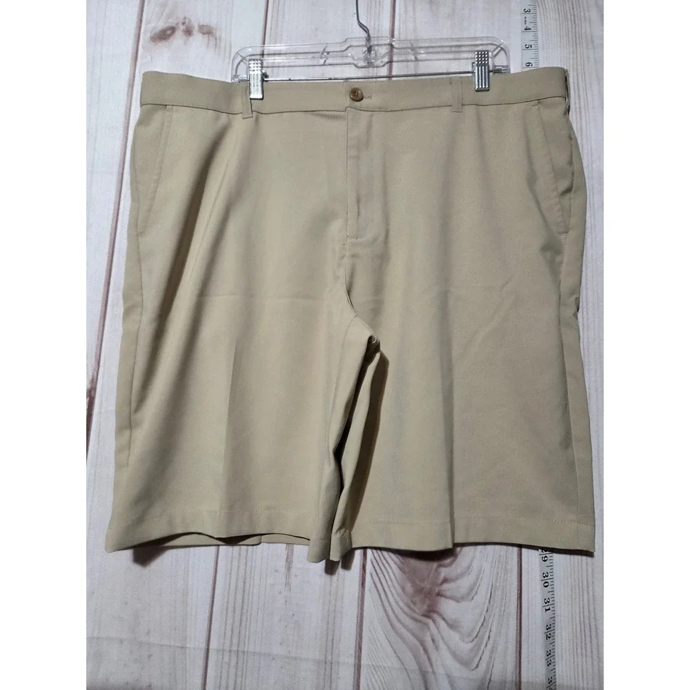 IZOD Golf Shorts Mens 40 Khaki Flat Front‎ Lightweight Comfort Non Slide Waist